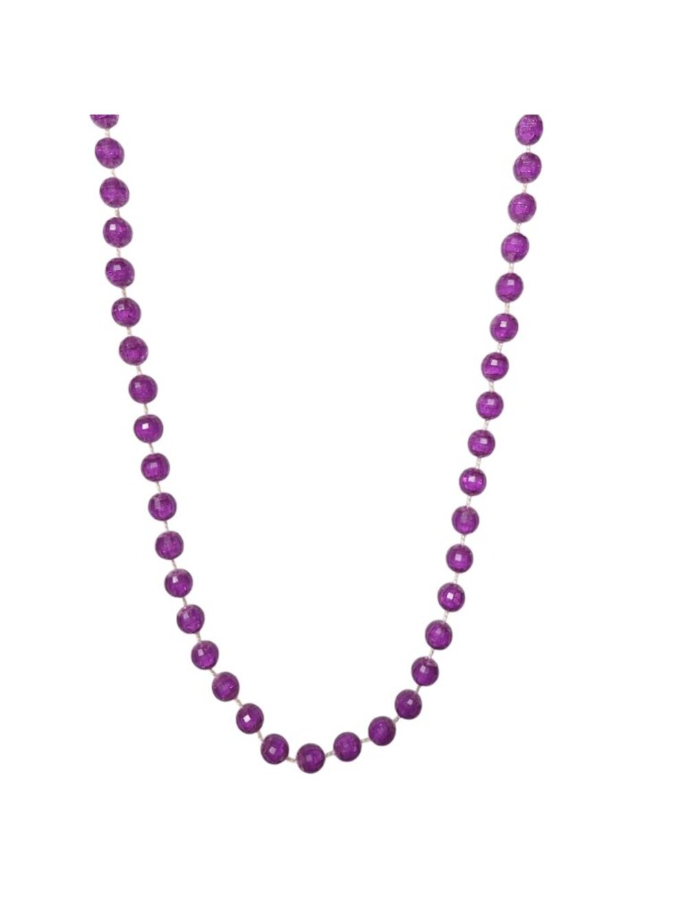 Purple Faceted Crackle Glass Bead Strand Necklace Vintage Cottagecore